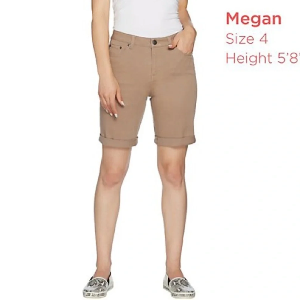 LOGO by Lori Goldstein 5-Pocket Stretch Soft Twill Light Ivory Bermuda‎ Shorts 4